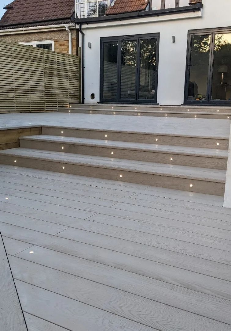 Modern decking with fitted lights