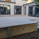 Raised decked patio area