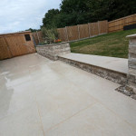 Paved garden with steps