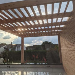 Sun peaking through a pergola